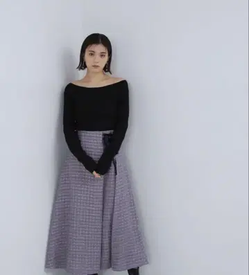 트위드 레이스업 스커트 NATURAL BEAUTY BASIC