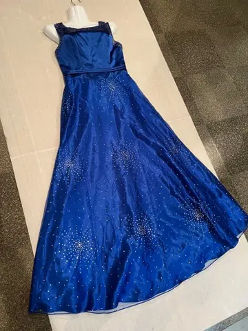 클린 이브닝/사회/파티/무대/촬영/컬러 블루 + 대형 라메 롱