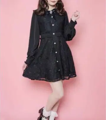 새상품급 ROJITA 로지타 원피스 유아테야 긴팔 레이스 블랙