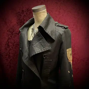 Roen 로엔 밀리터리 디자인 블랙 롱 트렌치 아카이브 V 시크 스타일