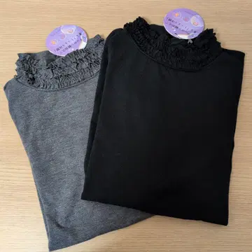 히알루론산 가공 히트매직 HEATMAGIC 프릴 넥 긴팔 T셔츠