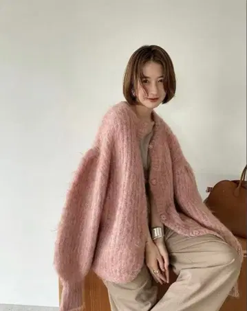 clane 클라네 샤기 가디건 핑크 1