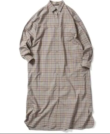 LENO 체크 무늬 긴팔 셔츠 원피스