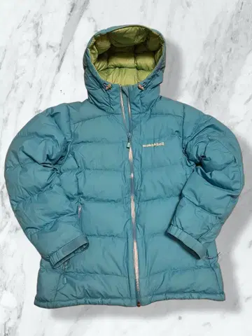 몽벨 다운 후드티 M 터콰이즈 블루