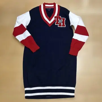 새상품급 Tommy Hilfiger V넥 스웨터 원피스 일본 사이즈 M