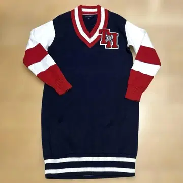 새상품급 Tommy Hilfiger V넥 스웨터 원피스 일본 사이즈 M