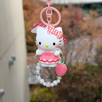 헬로키티 키링 HelloKitty Sanrio 딸기 리본 장식