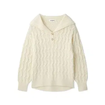 LILY BROWN 세일러 카라 케이블 니트 화이트