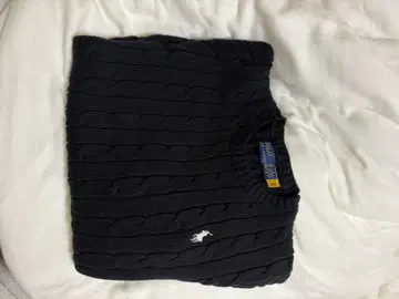 네이비 케이블 짜임 긴팔 니트