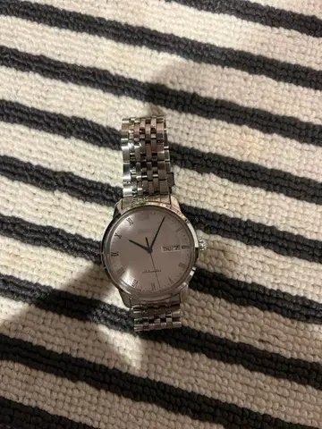 자동 와인딩 시계 실버 스테인리스 밴딩