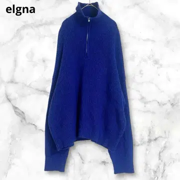 긴팔 니트 하프 지퍼 스웨터 오버 사이즈 파랑 3L 루즈핏 아크릴 혼방