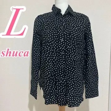 shuca 도트 무늬 셔츠 L 사이즈 캐주얼 코디 오피스 캐주얼
