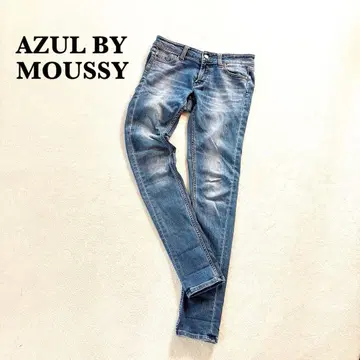 아줄바이마우지 스키니 데님 23 라이트 블루 코튼 혼방 갸루