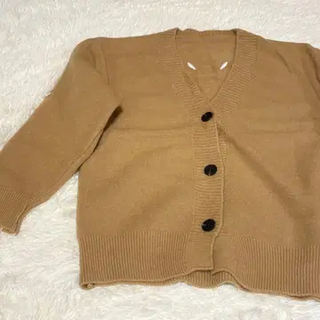 베이지 V넥 가디건 긴팔 여성용 L 사이즈