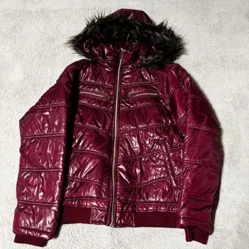 [ USED ] 광택 퍼 자켓 충전솜 Y2K
