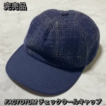 완판템 FACTOTUM 체크 울 캡 네이비 일본제