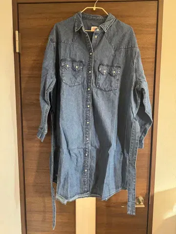 LACOSTE 데님 긴팔 셔츠 원피스