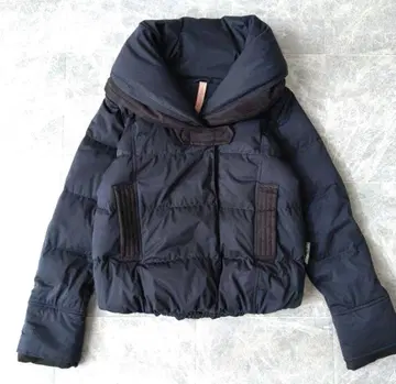 YOSOOU 네이비 후드 부착 숏 다운 자켓
