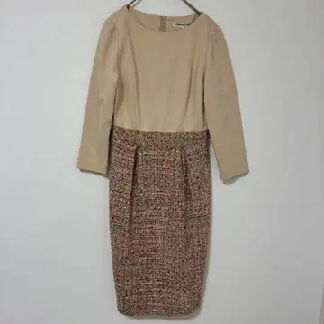 스트로베리 필드 원피스 트위드 베이지 핑크