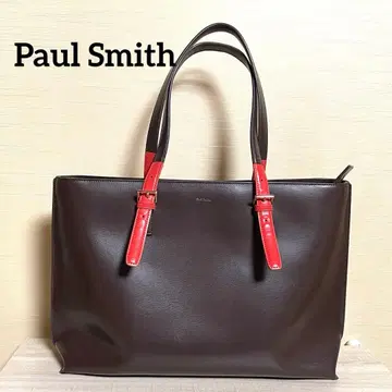 Paul Smith 폴스미스 토트백 다크 브라운 레드 가죽