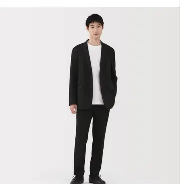 MUJI 신사 스트레치 저지 노턱 팬츠 블랙과 네이비 세트