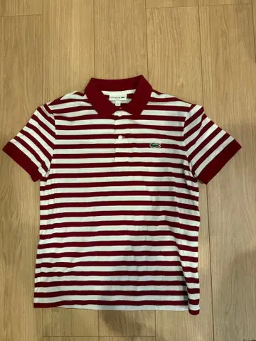 LACOSTE 슬림핏 피케 셔츠 빨흰 스트라이프 US S