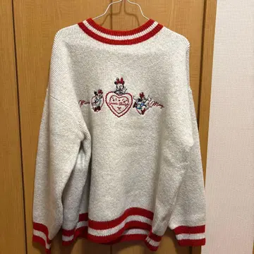 [moussy 디즈니] 미니 니트 화이트 레드 MD X'mas KNIT