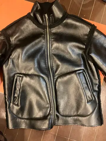 블랙 가죽 자켓 플리스 리버서블