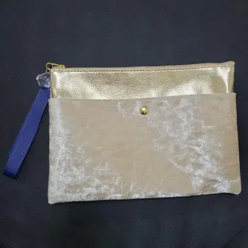 베이지 벨벳 파우치