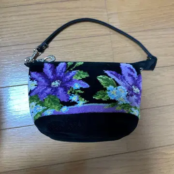 안조 꽃무늬 셔닐 직조 화장품 파우치