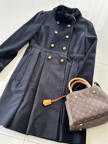 울 더블 브레스트 코트 블랙