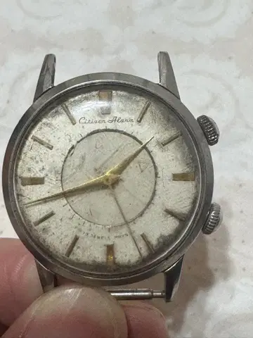 시티즌 알람 스테인리스 시티즌 19석 수동 와인딩 알람 손목시계