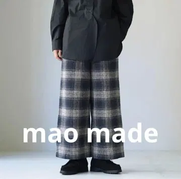 마오메이드 mao made 팬츠 체크 와이드 코튼 트위드