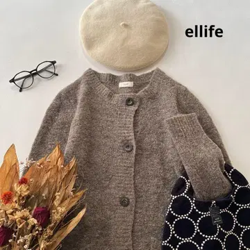 b1822*ellife 엘리페 울 블렌드 푸들 니트 가디건