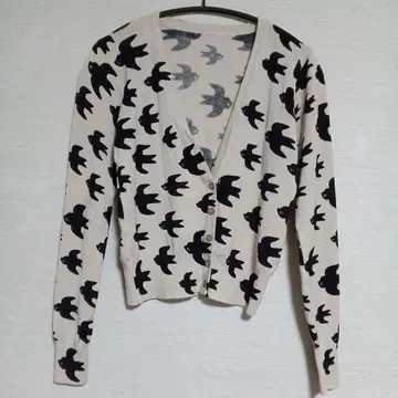 새 프린트 긴팔 가디건