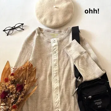 b1741* ohh! 코튼 울 밀리터리 크루넥 가디건