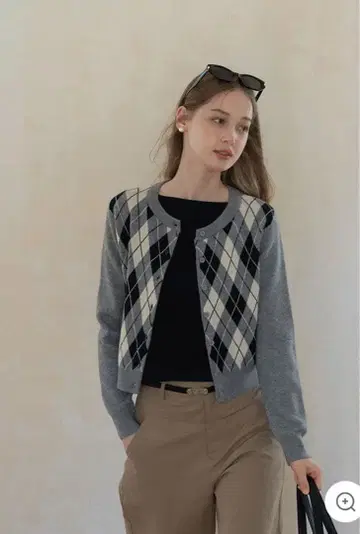 [ EGGKA ] 아가일 니트 버튼 다운 가디건 스웨터