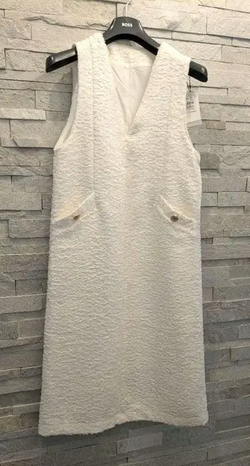 [ 새상품 ] 야마다야 Vin 트위드 오버롤 스커트 아이보리 택 포함