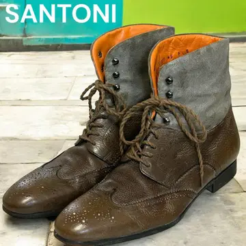 새상품급 레어 모델 산토니 절개 윙팁 부츠 브라운 24.5