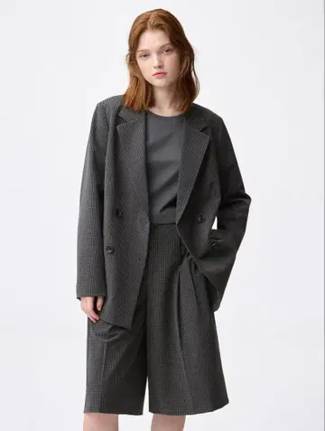 더블 브레스트 체크 자켓 세트 판매 2025 GU