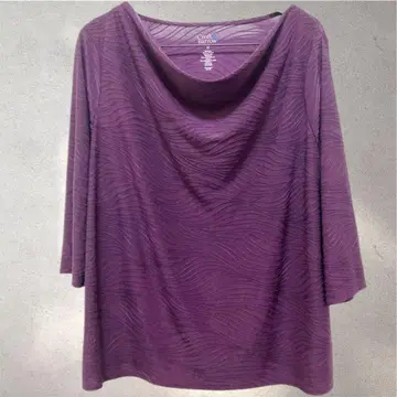 Croft & Barrow 퍼플 7부 소매 오프숄더 T셔츠 [ 1X ]