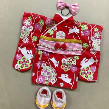 포포짱 토끼 패턴 기모노 세트