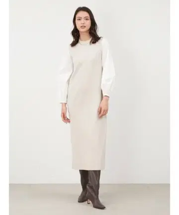 라오웬 퍼프 블라우스 니트 도킹 원피스 1