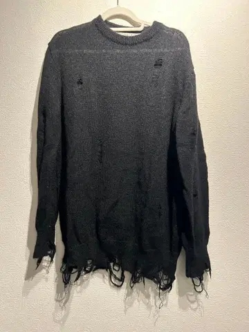 넘버나인 데미지 가공 니트 스웨터 롱 기장 사이즈 2