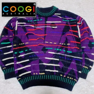 80s COOGI 쿠지 3D 니트 M 멀티 컬러 호주산