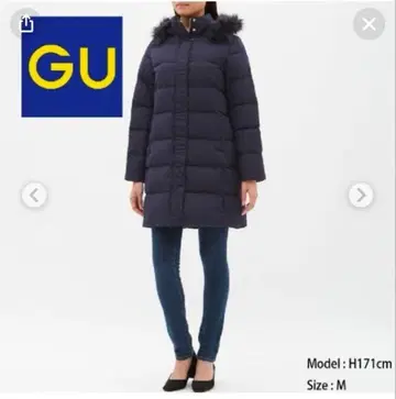 GU 다운 코트 네이비 퀼팅