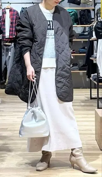 coen 발수 퀼트 블루종 미들 기장