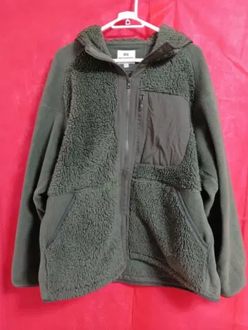 플리스 자켓 올리브 그린 후드 부착