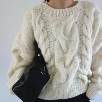 새상품 +81BRANCA/하치이치블랑카 SLOBE 별주 케이블 핸드 니트