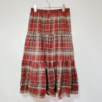 샴핑 [ M ] 플레어 스커트/체크 무늬 허리밴딩 페티코트 포함